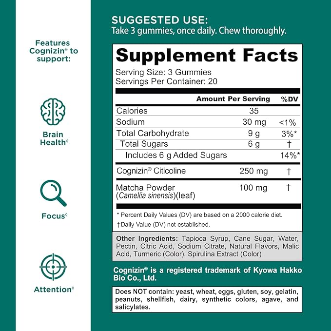 Goli Nutrition Matcha Mind Cognitive Gummies