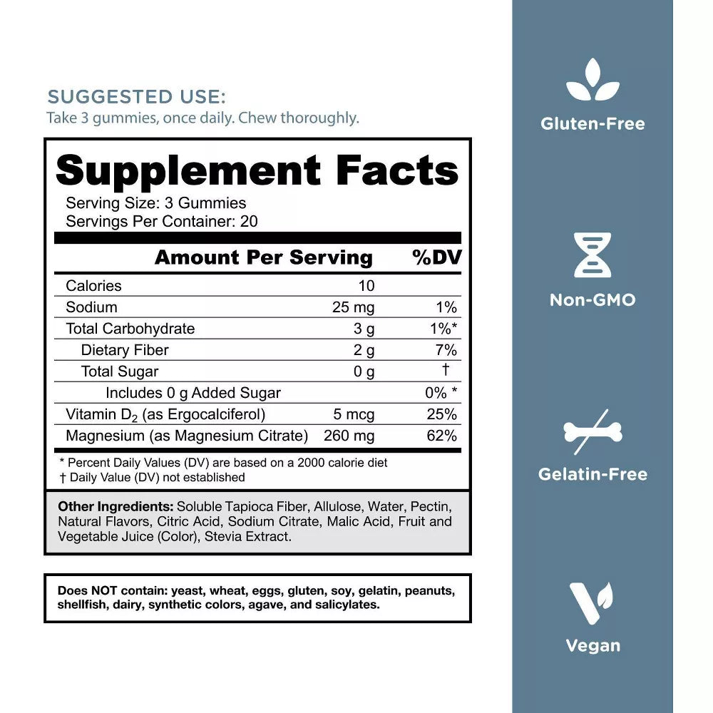 Goli Nutrition Magnesium Zero Sugar Gummies, 60 Gummies
