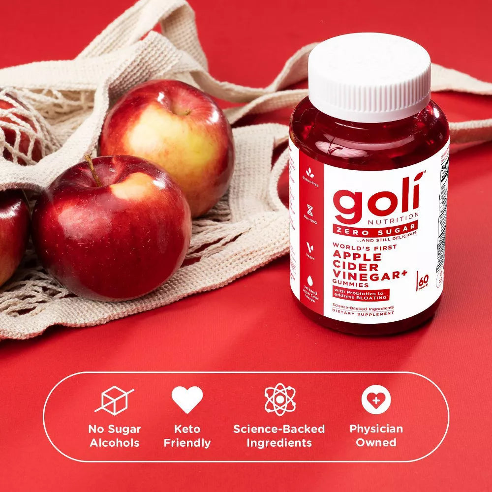 Goli Nutrition Apple Cider Vinegar Zero Sugar Gummies, 60 Gummies