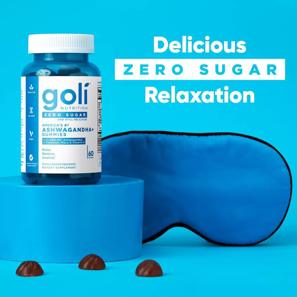 Goli Nutrition Ashwagandha Zero Sugar Gummies, 60 Gummies