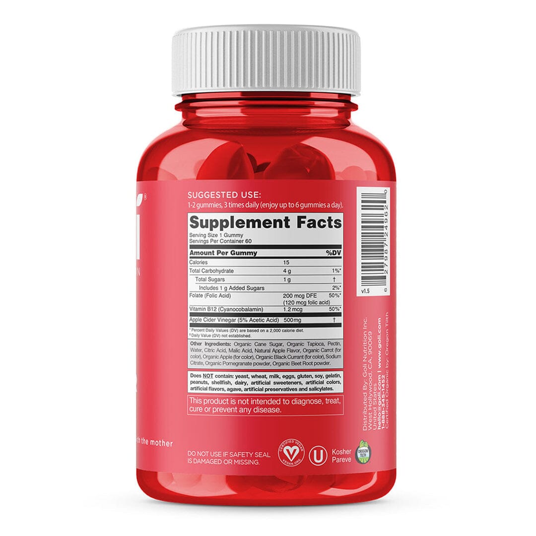 Goli Nutrition Apple Cider Vinegar Gummies, 60 Gummies