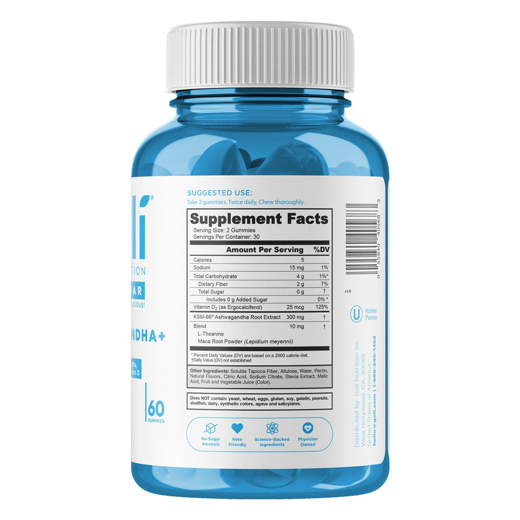 Goli Nutrition Ashwagandha Zero Sugar Gummies, 60 Gummies
