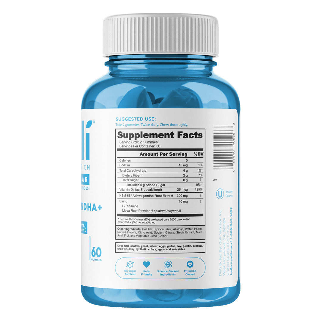 Goli Nutrition Ashwagandha Zero Sugar Gummies, 60 Gummies