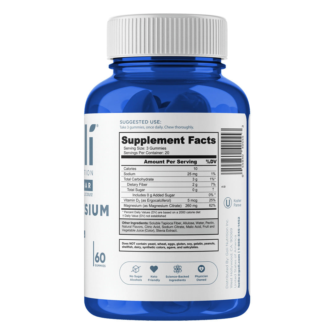 Goli Nutrition Magnesium Zero Sugar Gummies, 60 Gummies