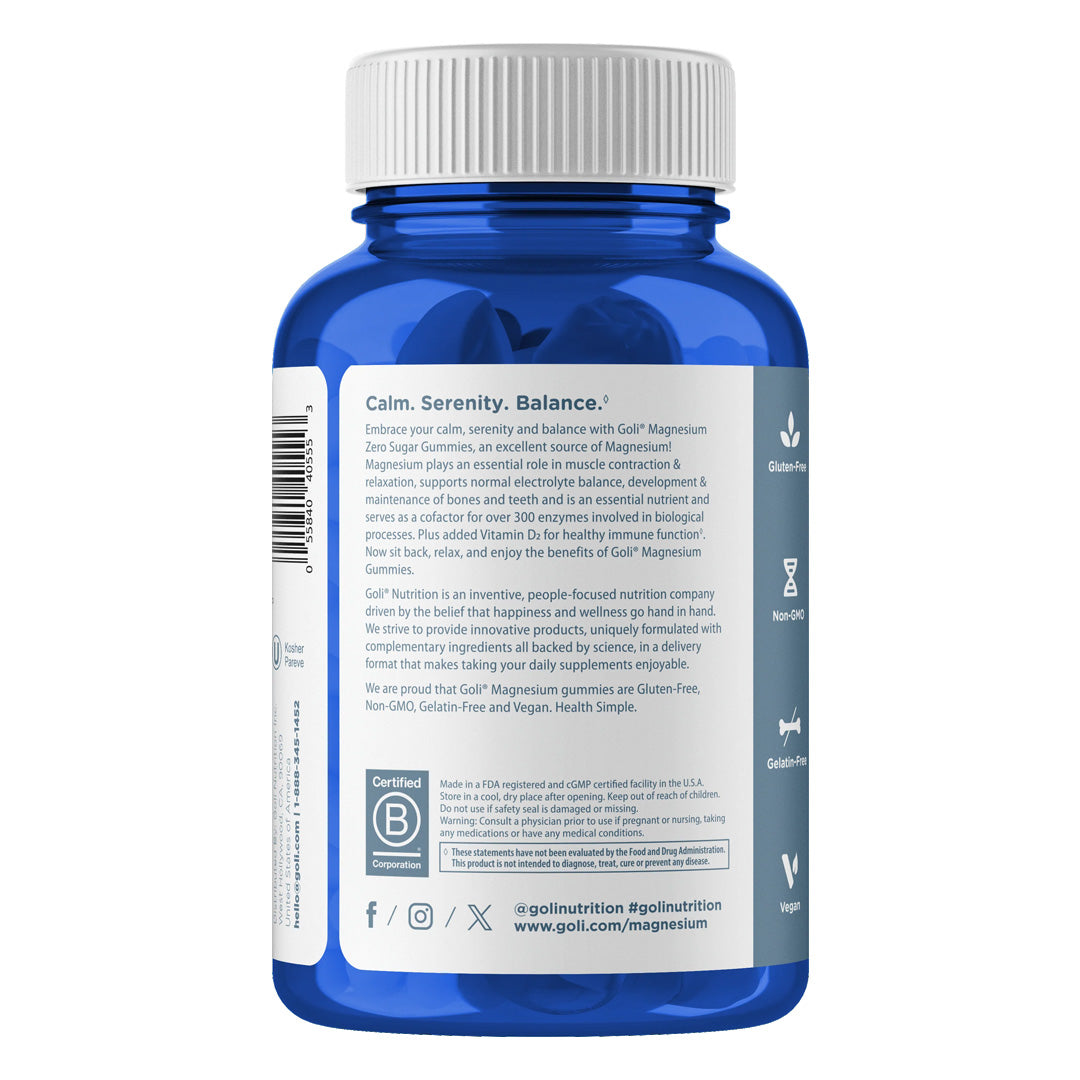 Goli Nutrition Magnesium Zero Sugar Gummies, 60 Gummies