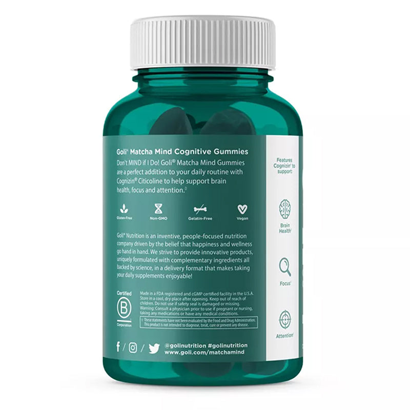 Goli Nutrition Matcha Mind Cognitive Gummies