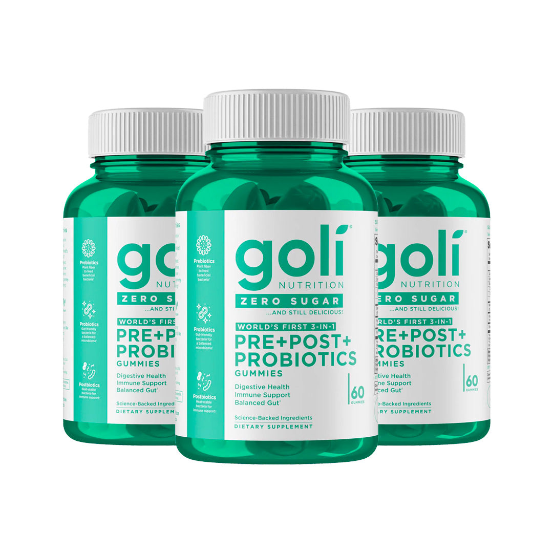 Goli Nutrition Pre+Post+Probiotics Zero Sugar Gummies, 60 Gummies