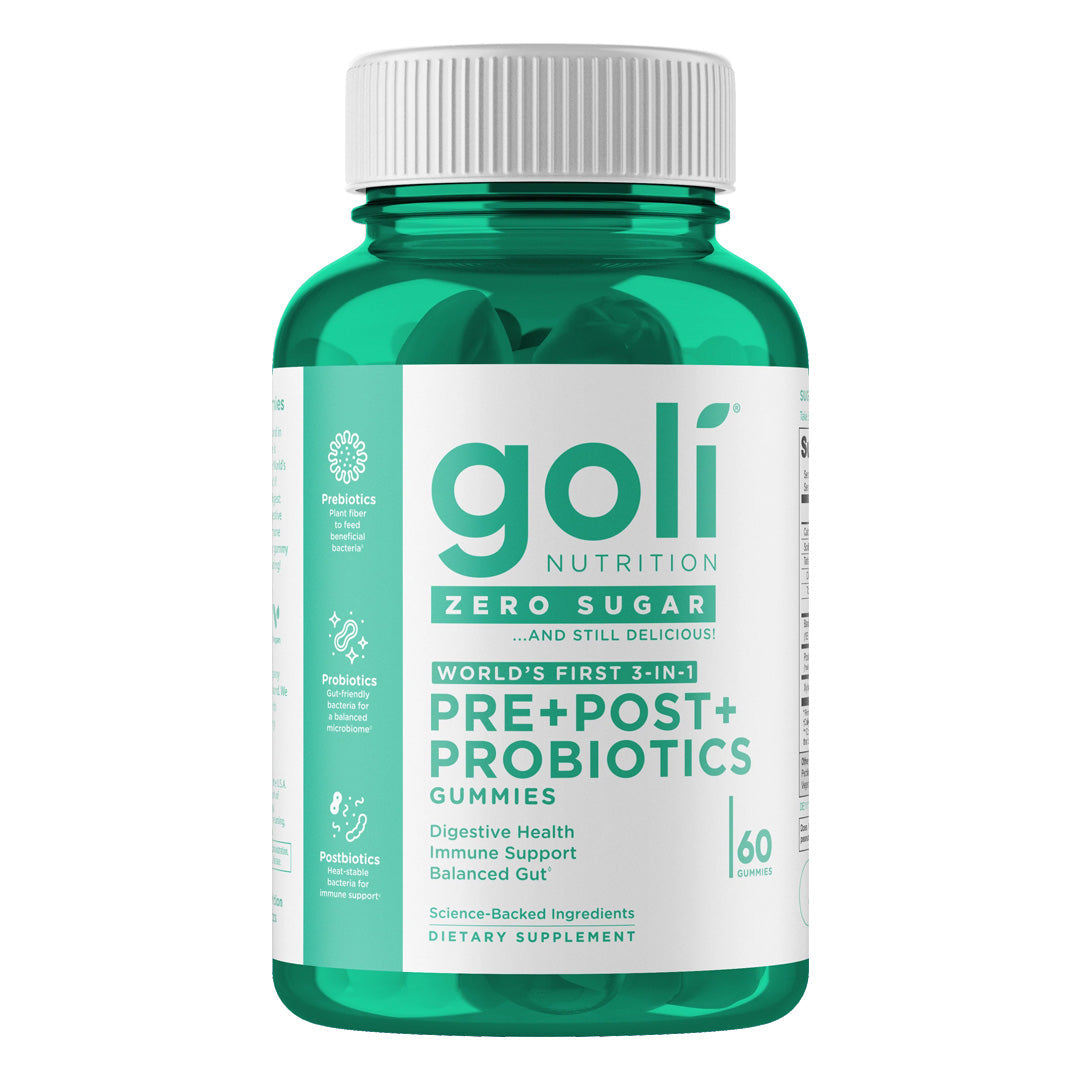 Goli Nutrition Pre+Post+Probiotics Zero Sugar Gummies, 60 Gummies