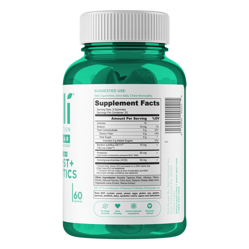 Goli Nutrition Pre+Post+Probiotics Zero Sugar Gummies, 60 Gummies