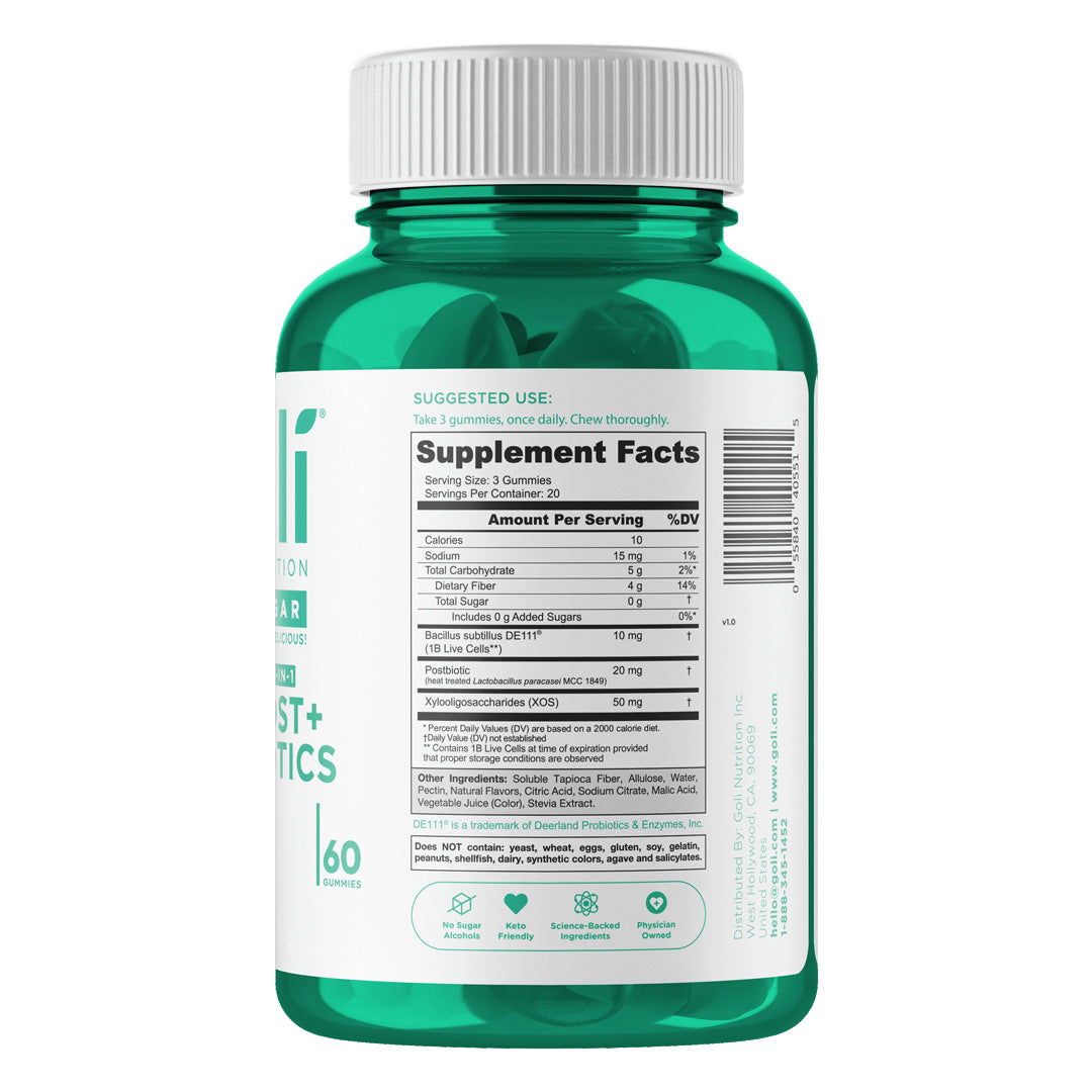 Goli Nutrition Pre+Post+Probiotics Zero Sugar Gummies, 60 Gummies